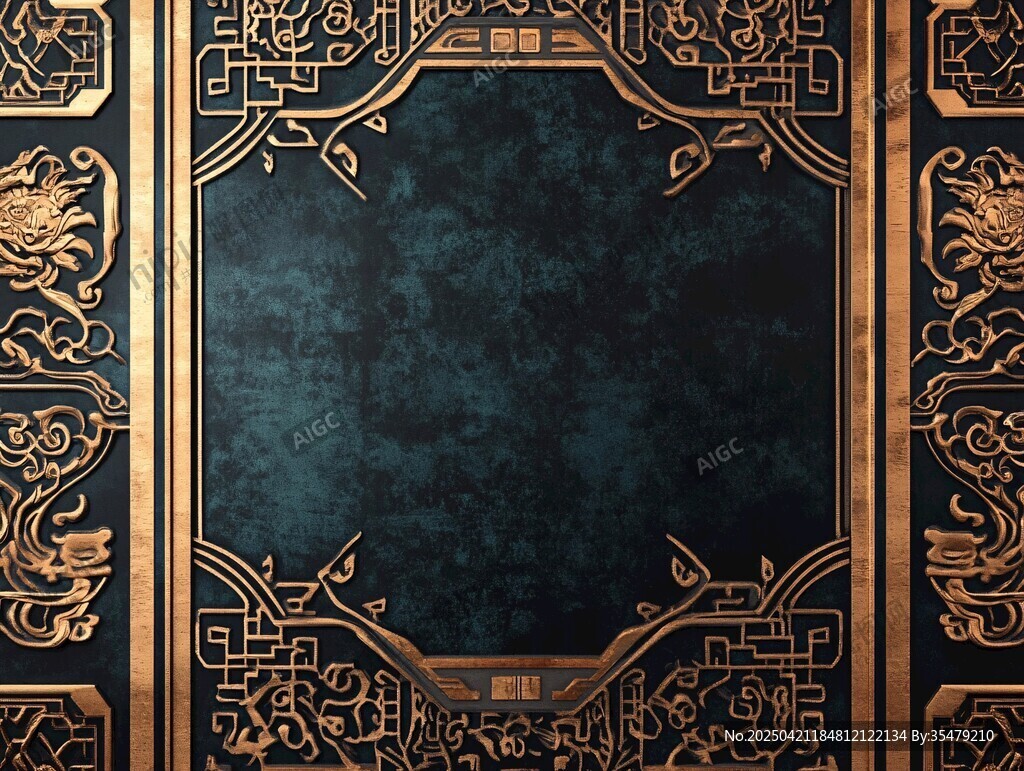 中式黑金古典花紋裝飾背景