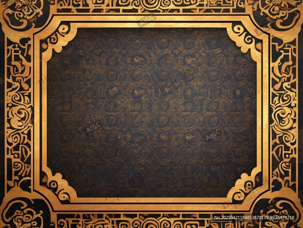 中式古典金色邊框花紋背景