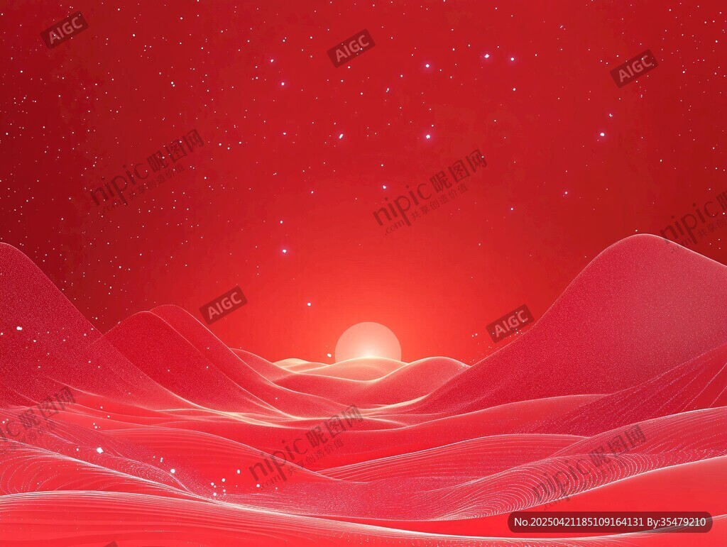 紅色夢幻山海星空景觀