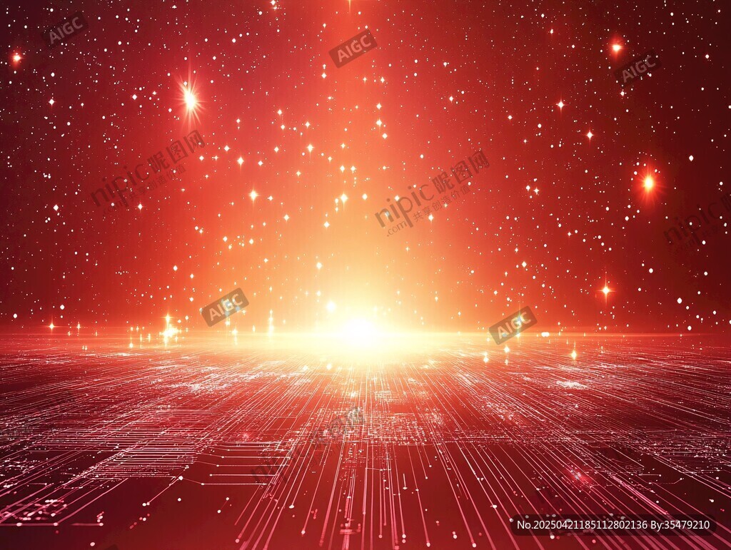紅色科技星空未來背景圖