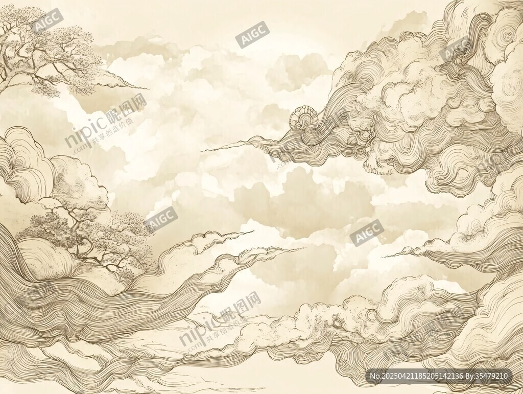古風云海松景圖