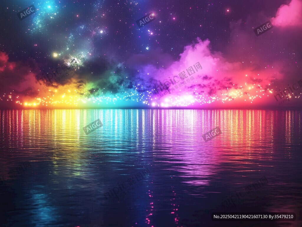 夢幻星空下的絢麗湖景