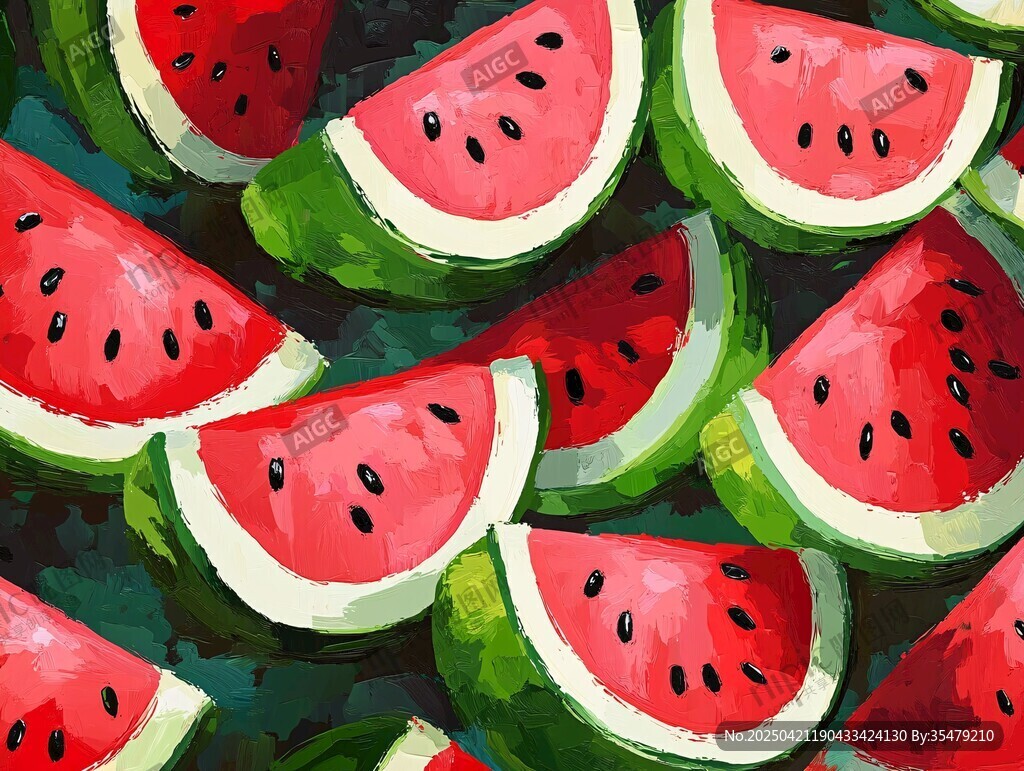 繽紛西瓜切片插畫
