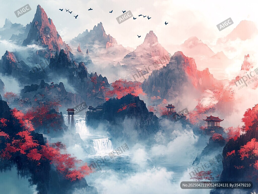 水墨山水間的詩意景致