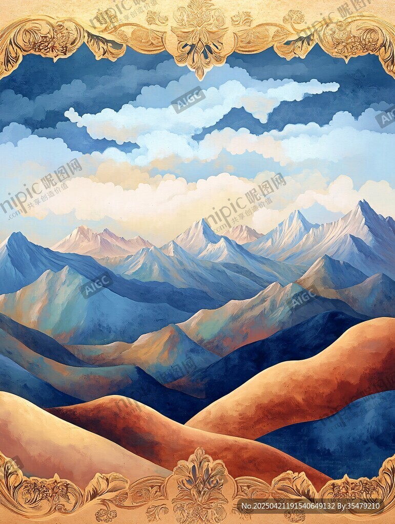 夢幻山巒裝飾畫