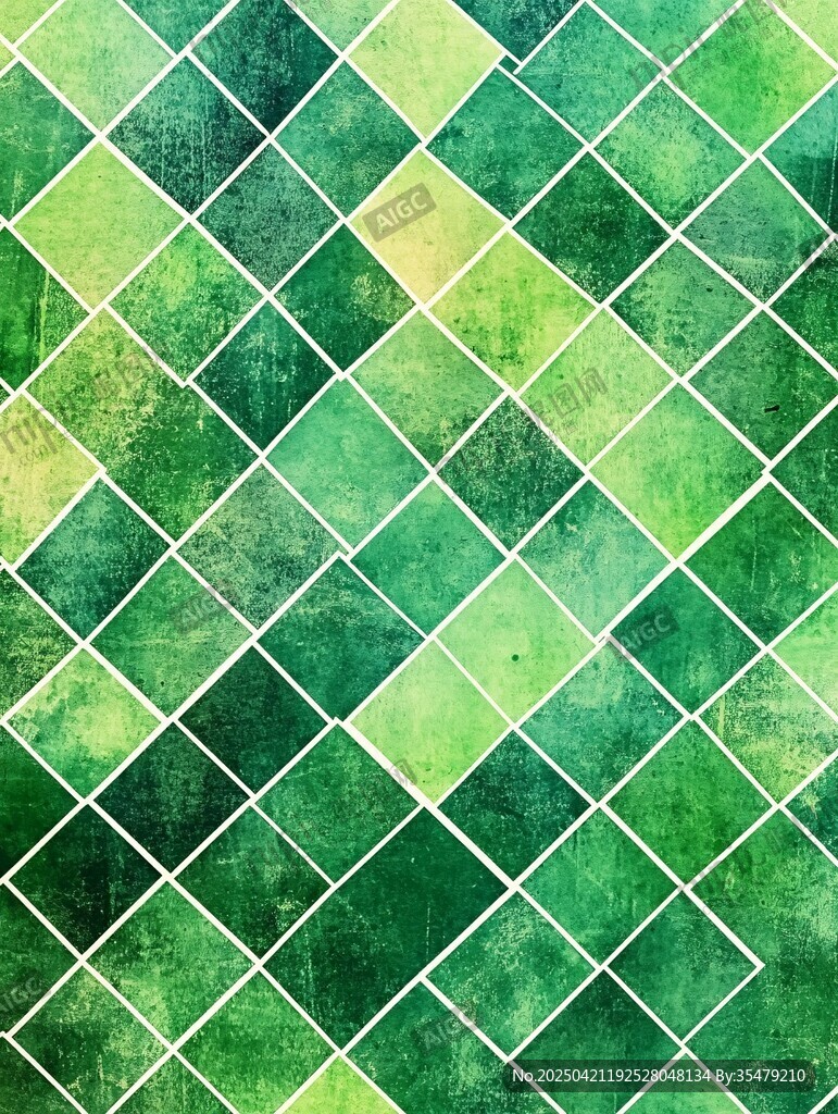 綠色幾何拼接瓷磚背景圖