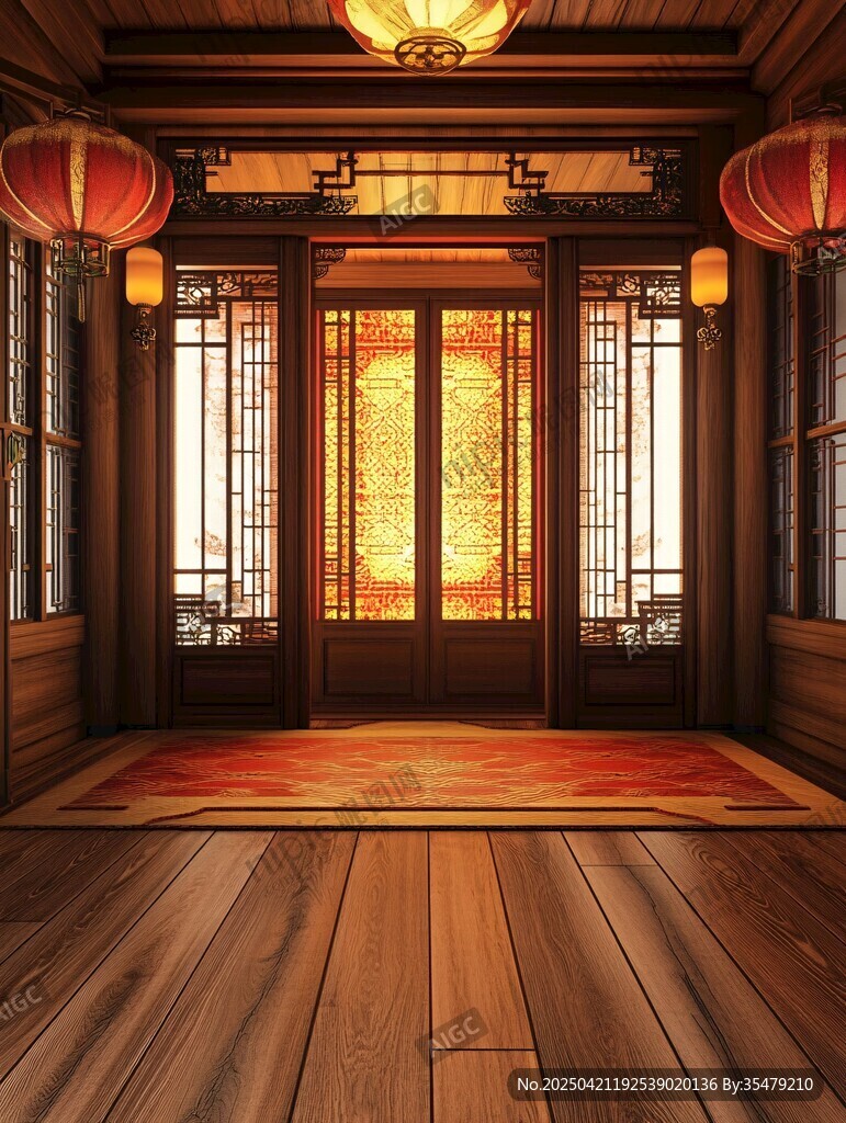 中式古風(fēng)門廳室內(nèi)場(chǎng)景圖