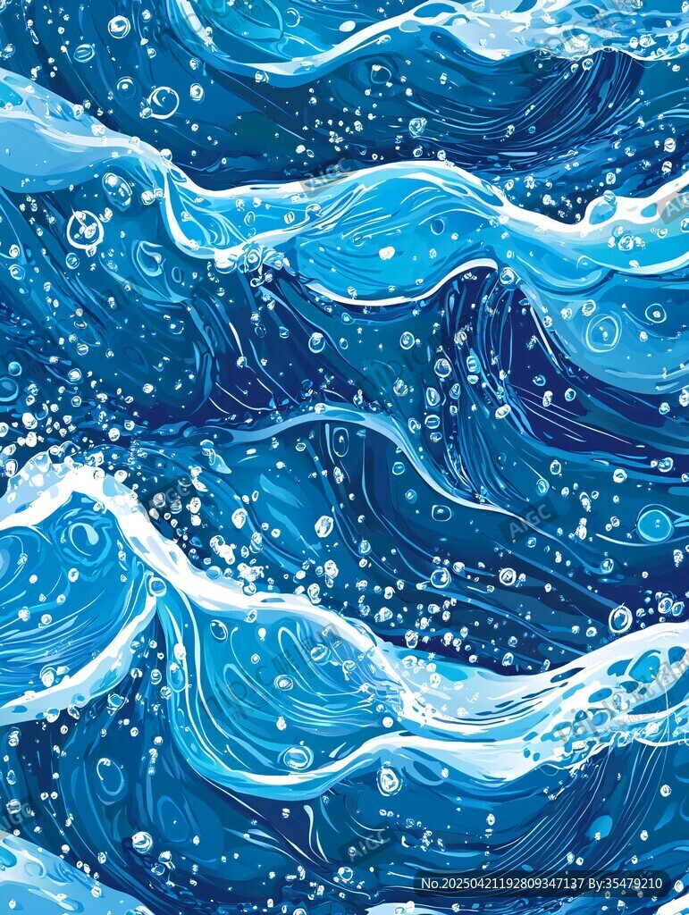 藍(lán)色動(dòng)感水波海洋圖案