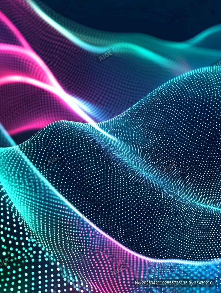 夢幻炫彩粒子波浪背景圖