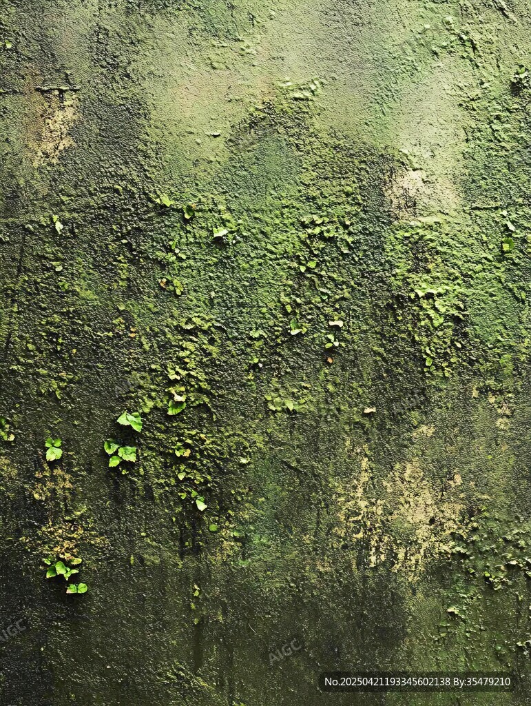 長(zhǎng)滿青苔的斑駁墻面