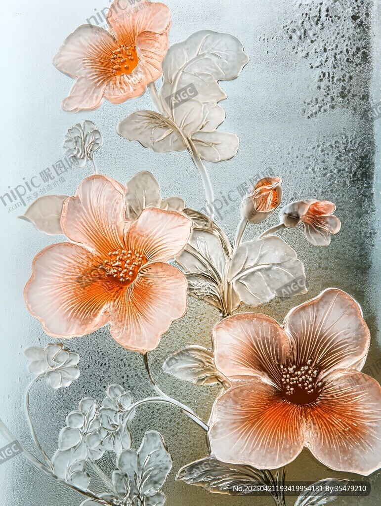 立體浮雕花卉藝術圖案
