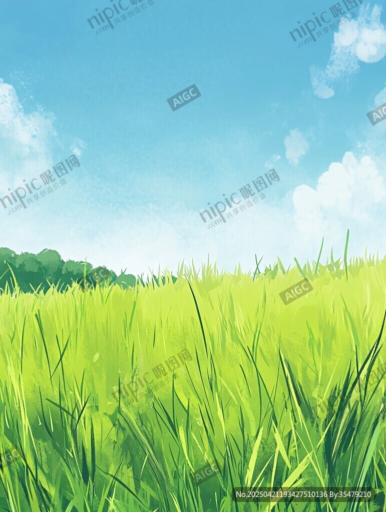 翠綠草地與藍(lán)天的美好景致