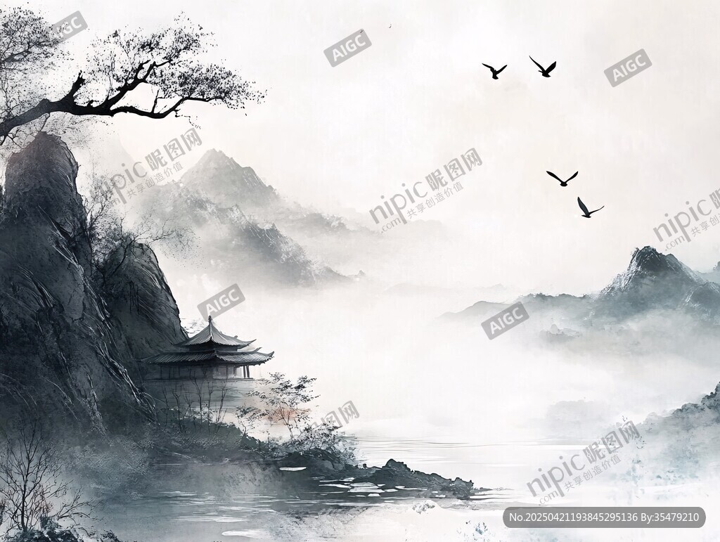 水墨山水間的靜謐景致