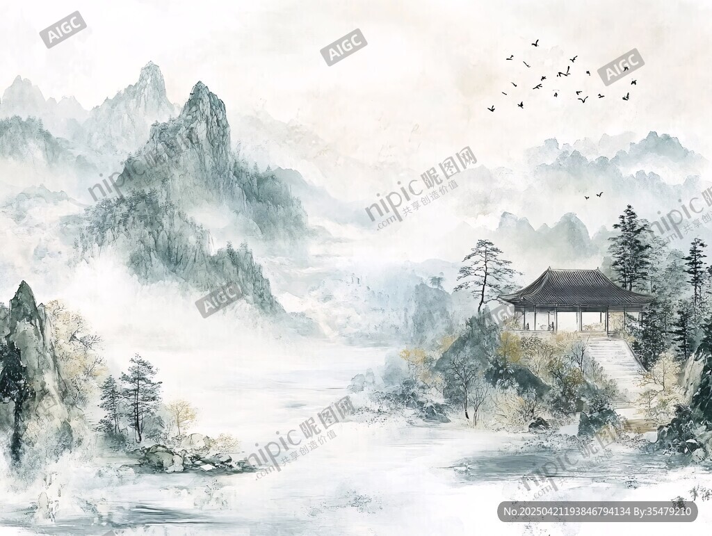 水墨山水間的靜謐小屋
