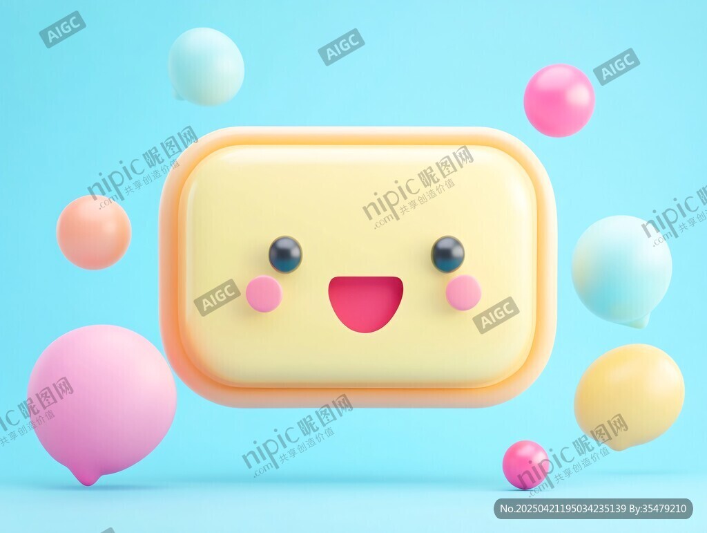 笑臉方塊與彩色圓球