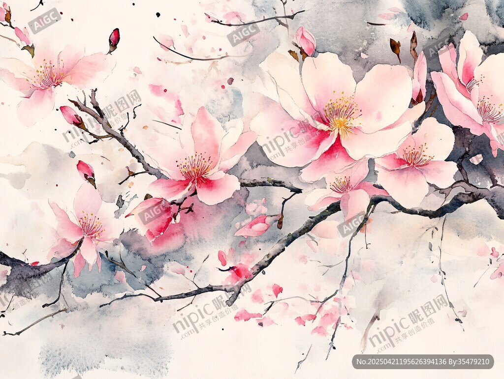 水墨櫻花 淡雅爛漫之景