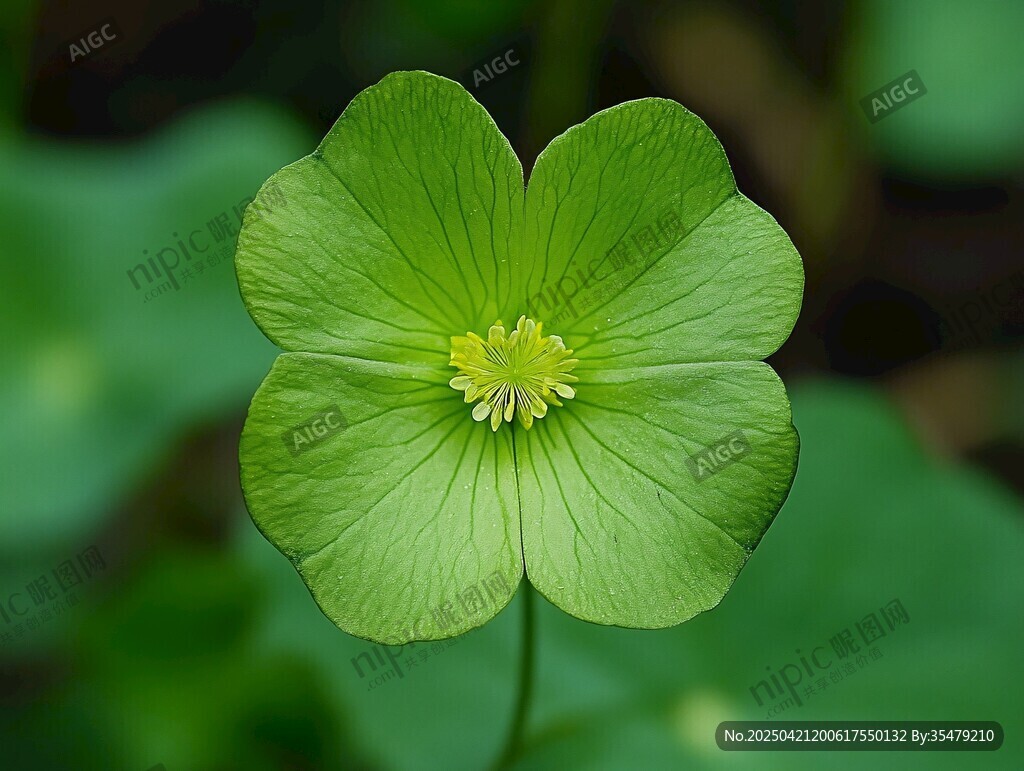 綠色四瓣小花特寫