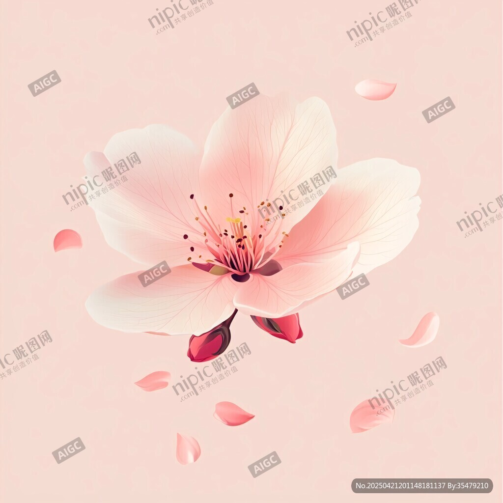 粉色桃花綻放 花瓣飄落