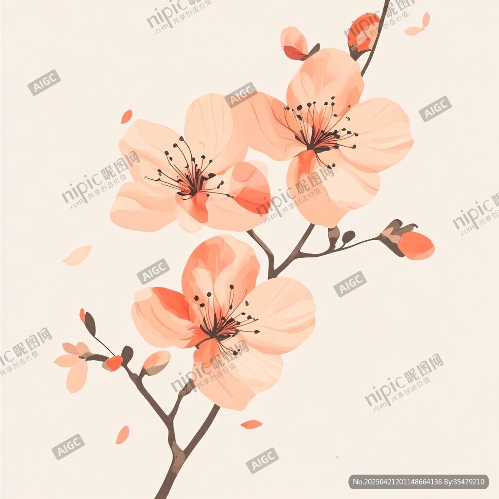 春日粉嫩桃花枝