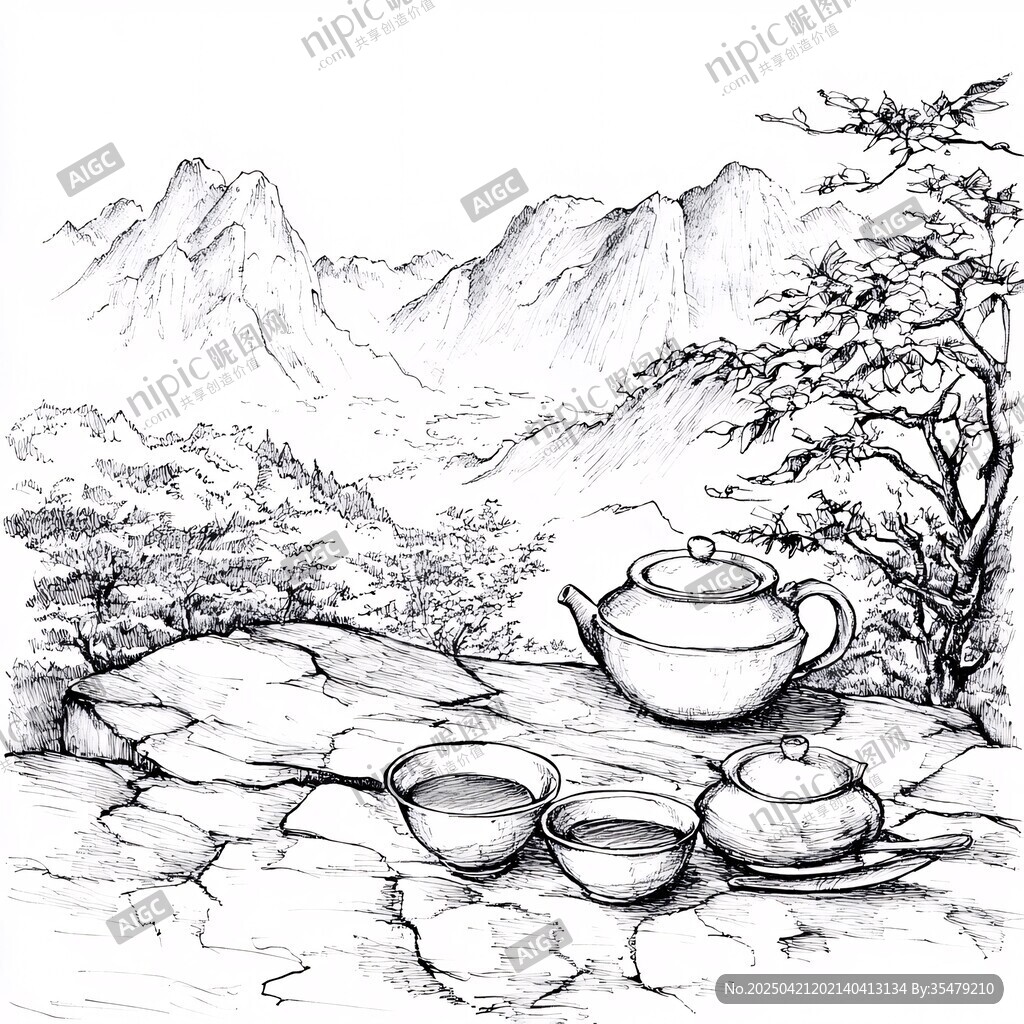 山間品茶景