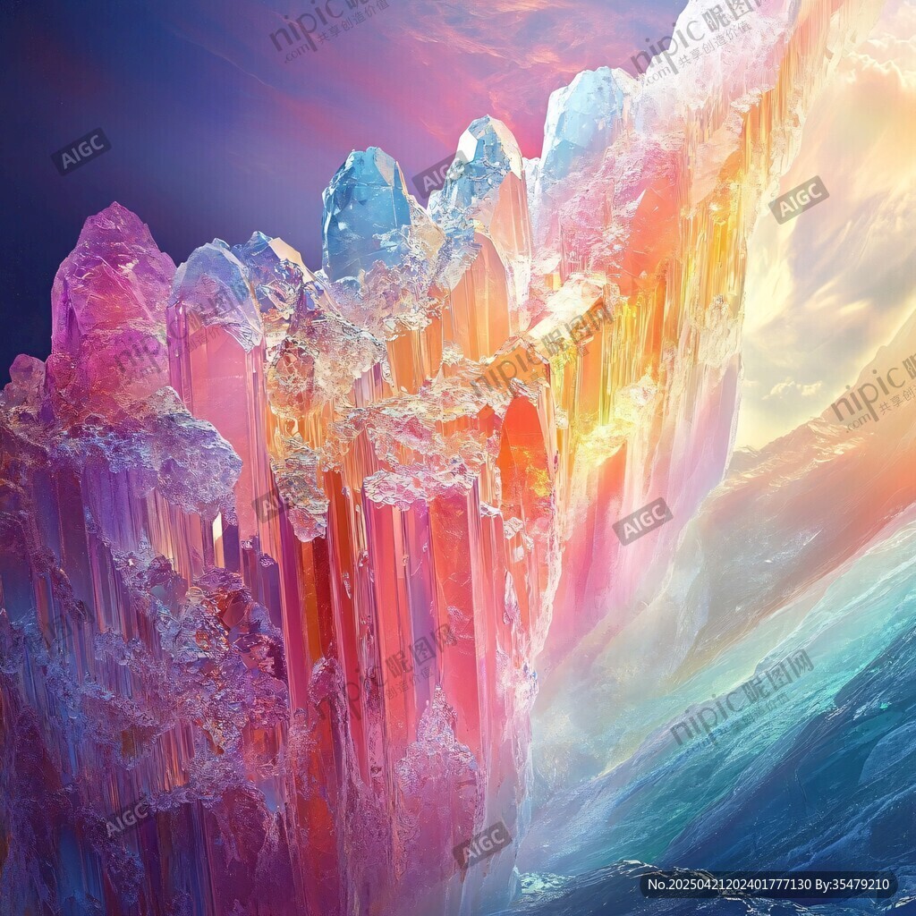 夢幻絢麗的彩色水晶山峰