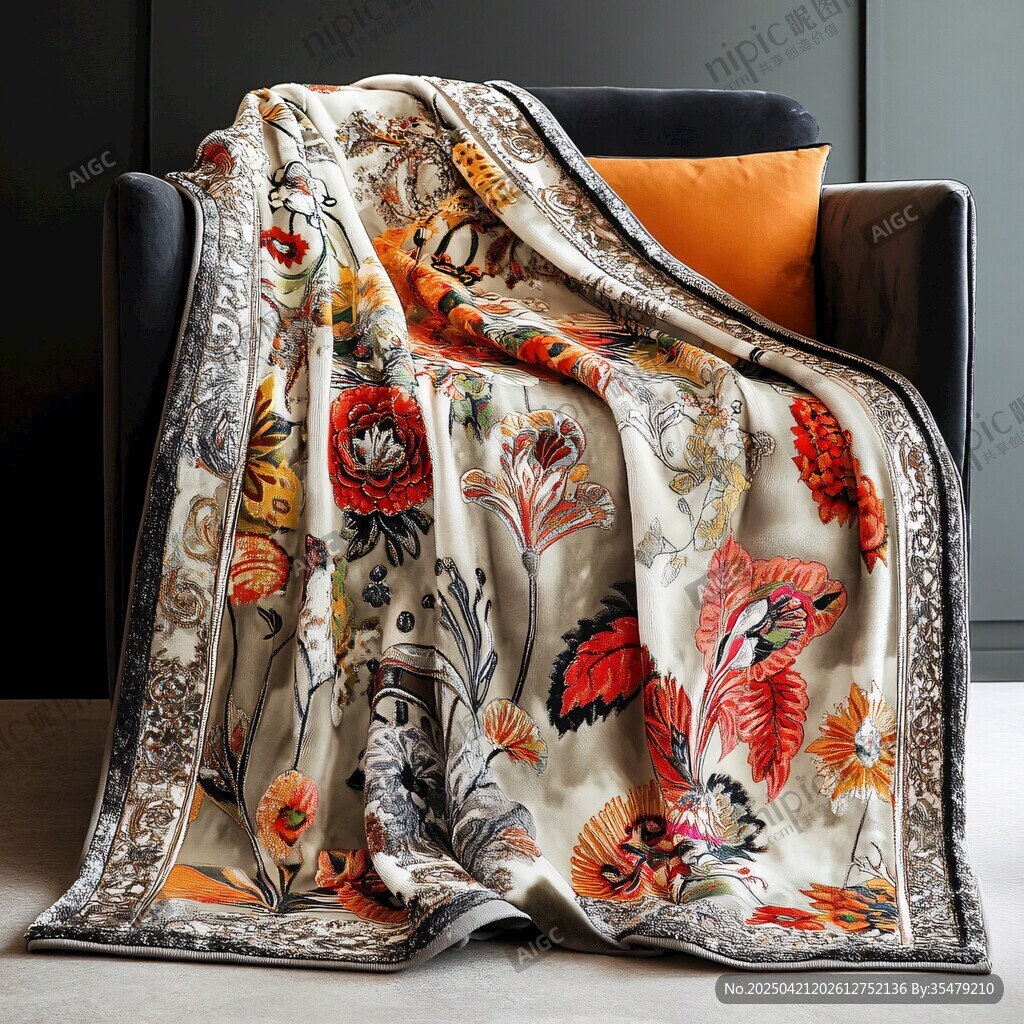 奢華花卉圖案沙發(fā)蓋毯