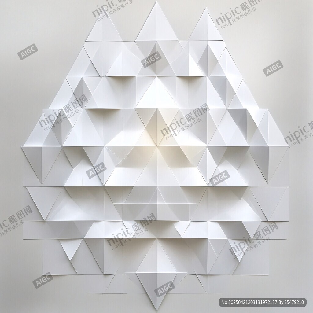 白色幾何立體折紙藝術(shù)作品