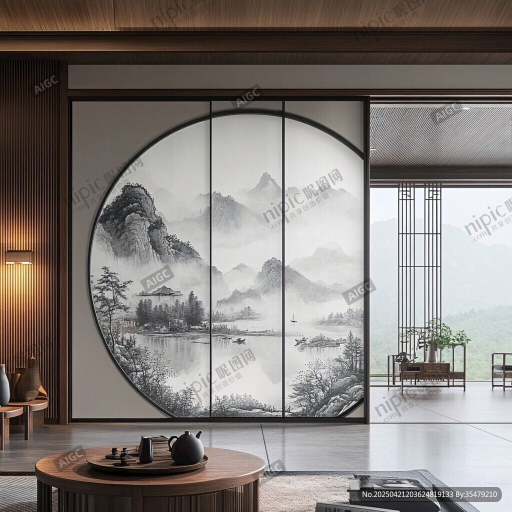 中式客廳的山水屏風之美
