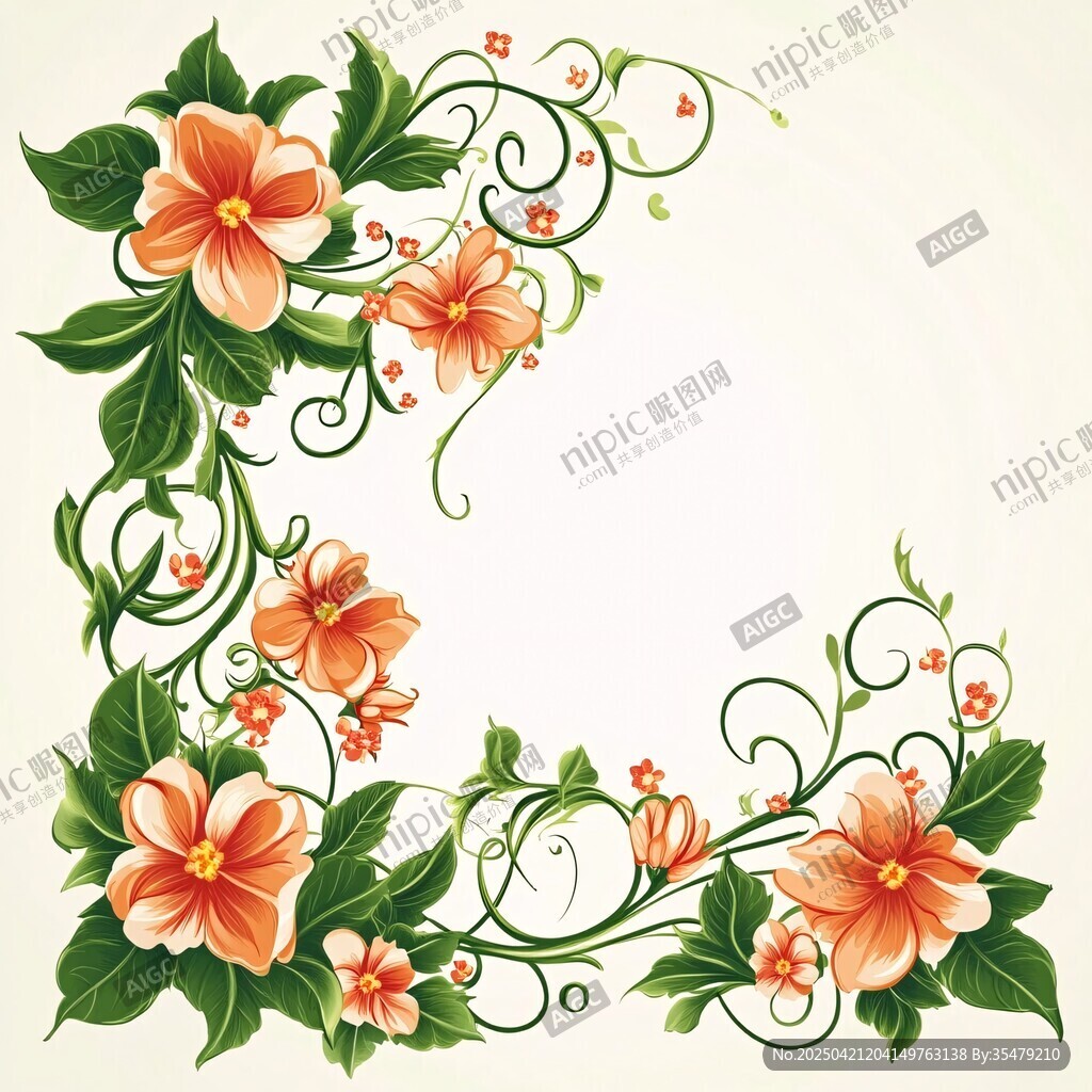 花卉藤蔓裝飾邊框圖案