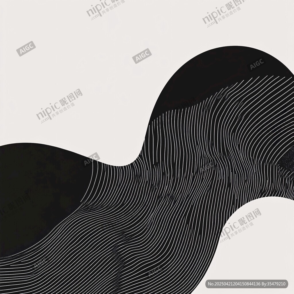 黑白線條構成的抽象波浪圖形