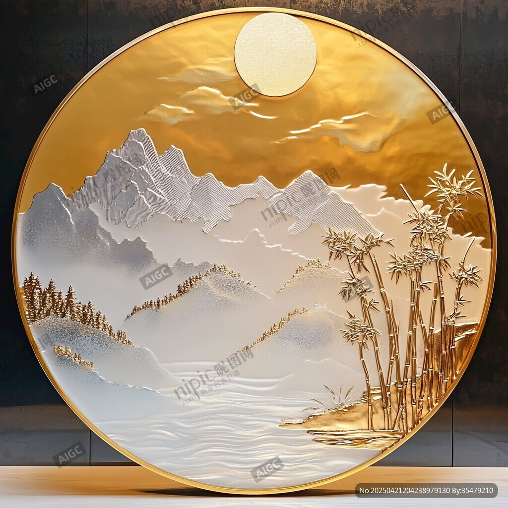 金盤繪就山水月夜圖景