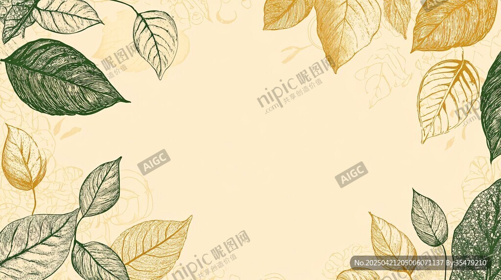 葉韻邊框 清新自然背景圖