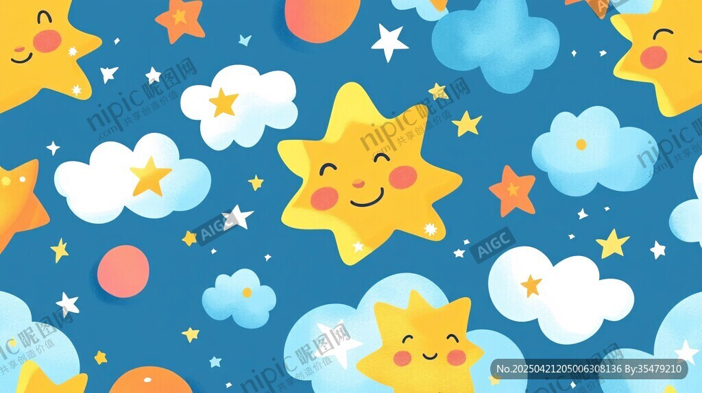 童趣星星云朵夢(mèng)幻背景圖