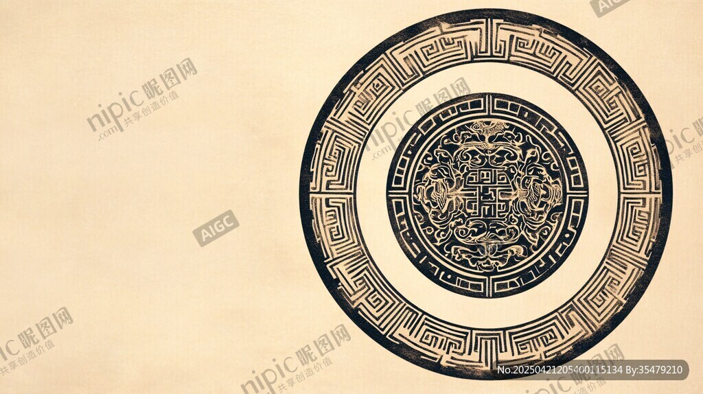 中式傳統(tǒng)圓形古典紋飾圖案