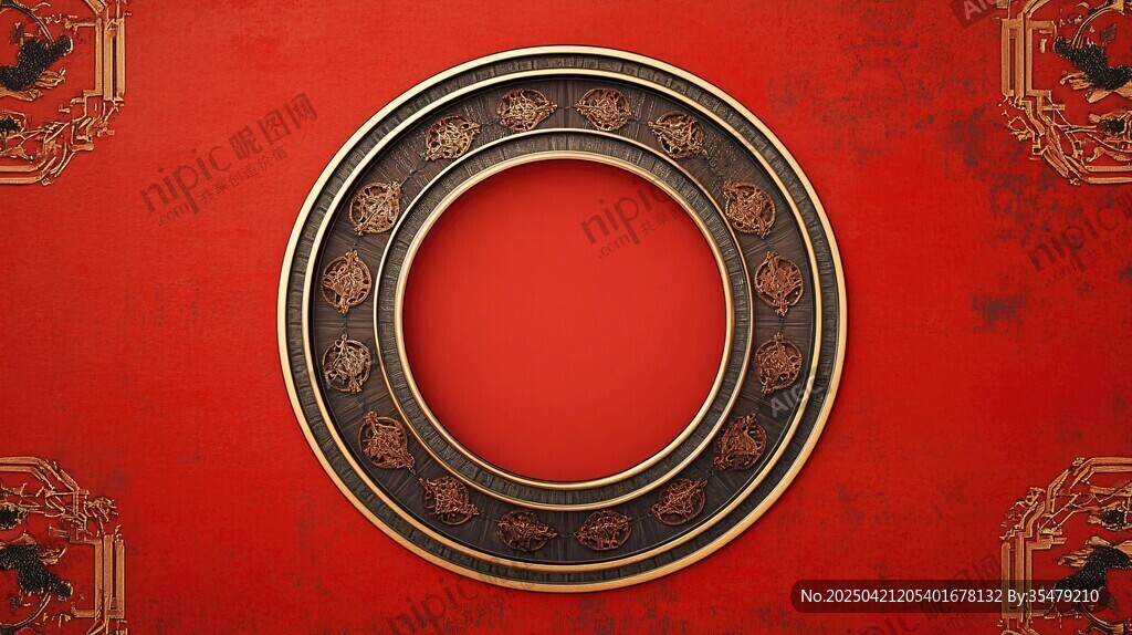 中式紅底精致古典圓環(huán)裝飾