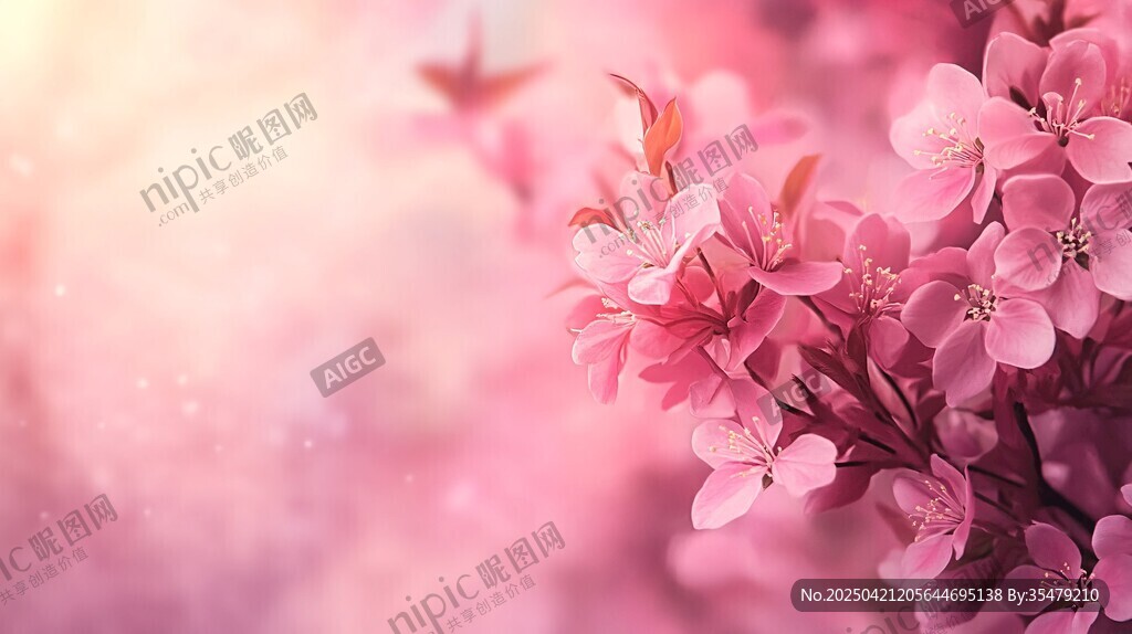 浪漫粉色櫻花綻放美景