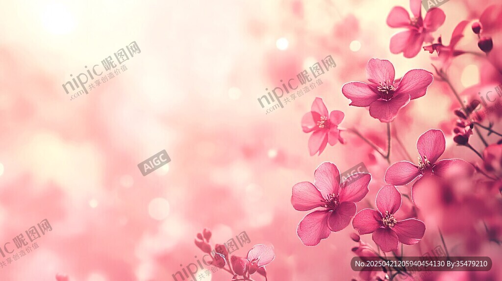 浪漫粉色花卉夢幻背景圖