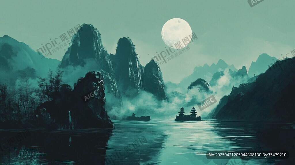 月夜漓江山水詩意畫卷