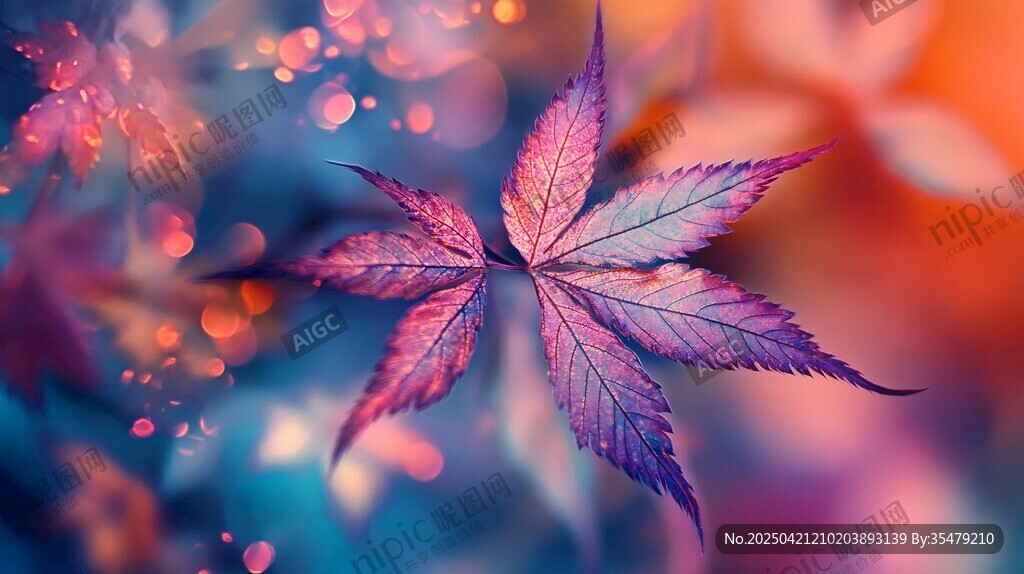 夢幻紫楓葉的斑斕光影