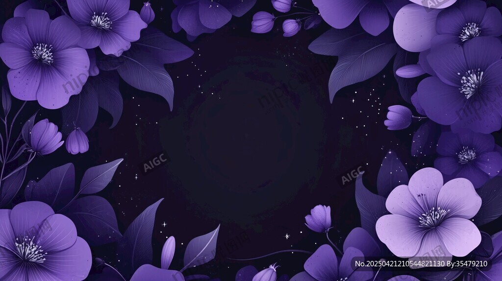 紫色花卉邊框背景圖