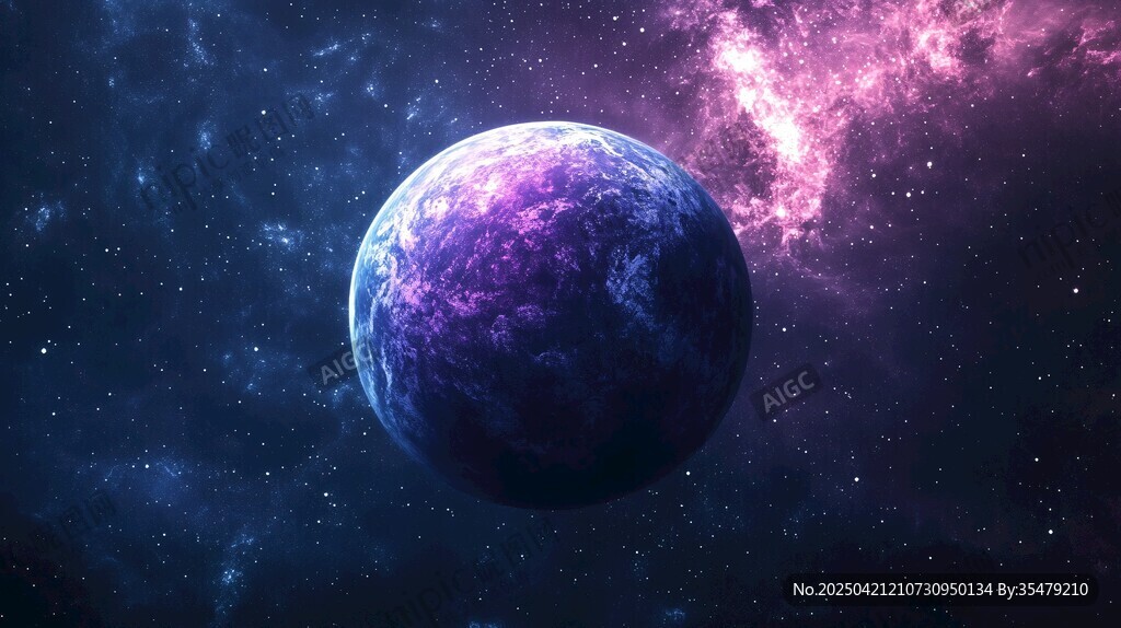 夢幻紫色星球的宇宙奇景