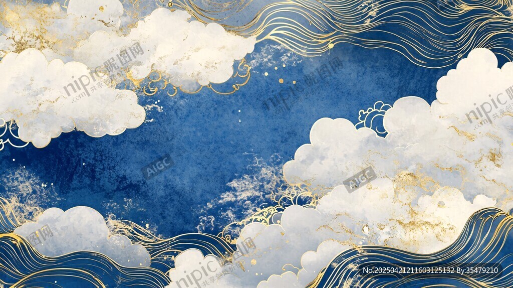 藍金云海夢幻背景圖