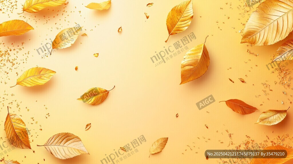金秋落葉背景圖