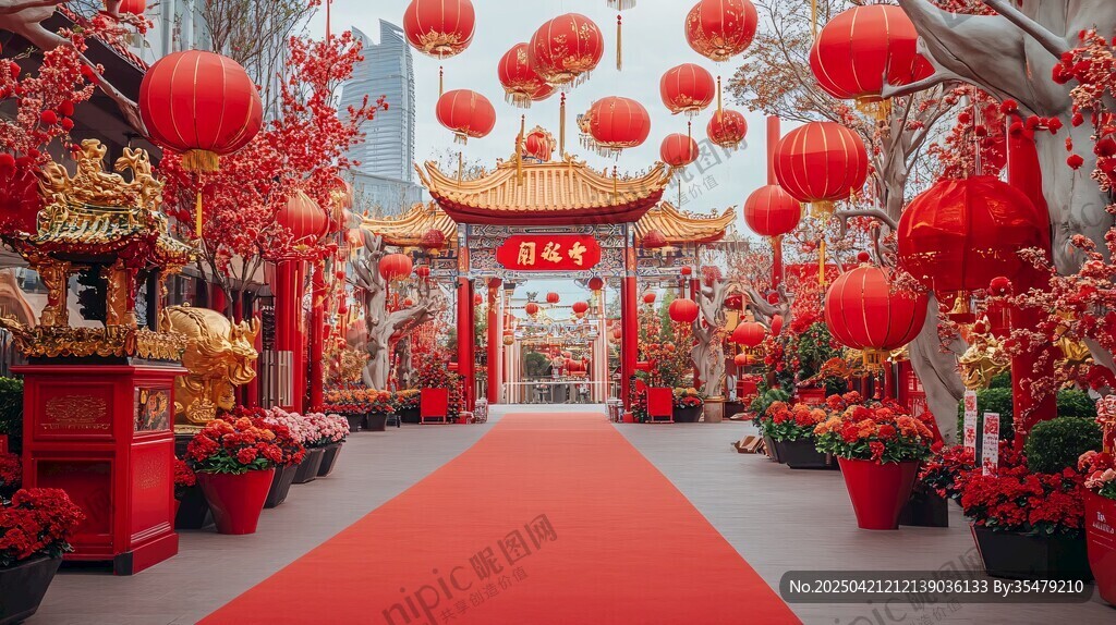 喜慶中式新春裝飾場景