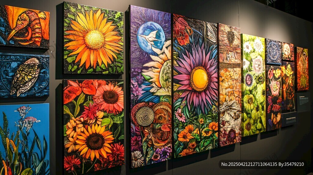 多彩花卉藝術畫作展示