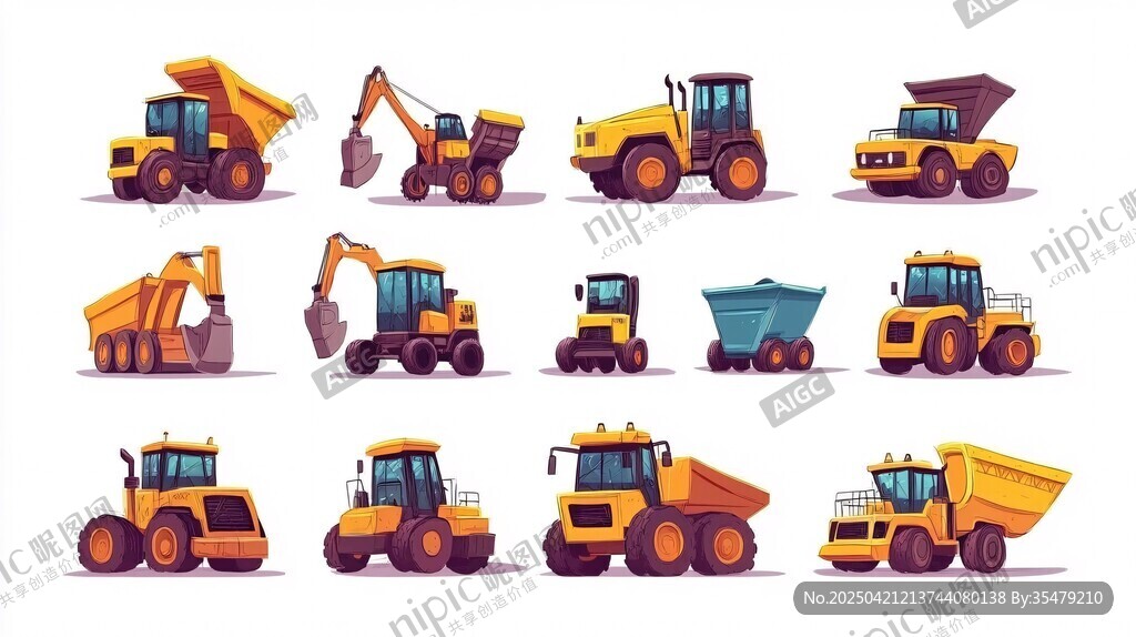 工程車輛插畫集合