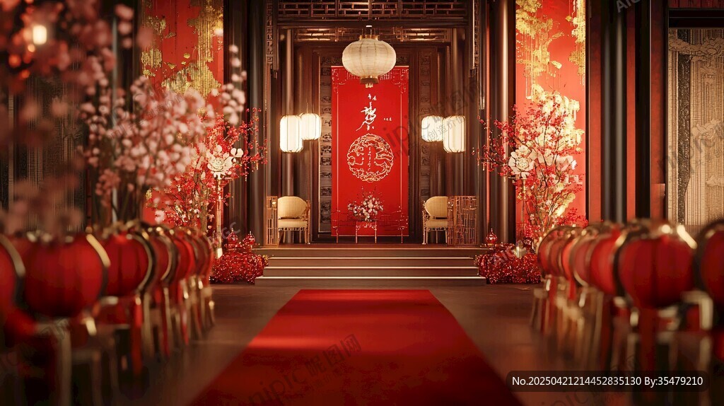 中式喜慶婚禮儀式場地布置