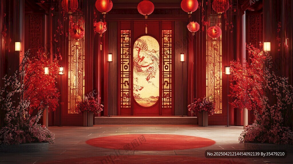 中式婚禮場景的典雅布置
