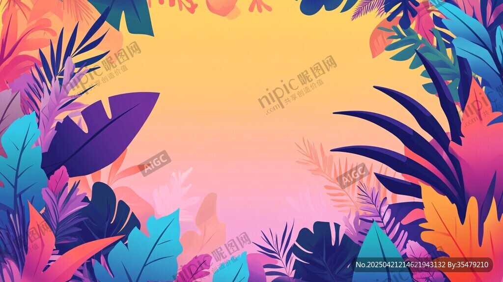 熱帶多彩植物背景圖