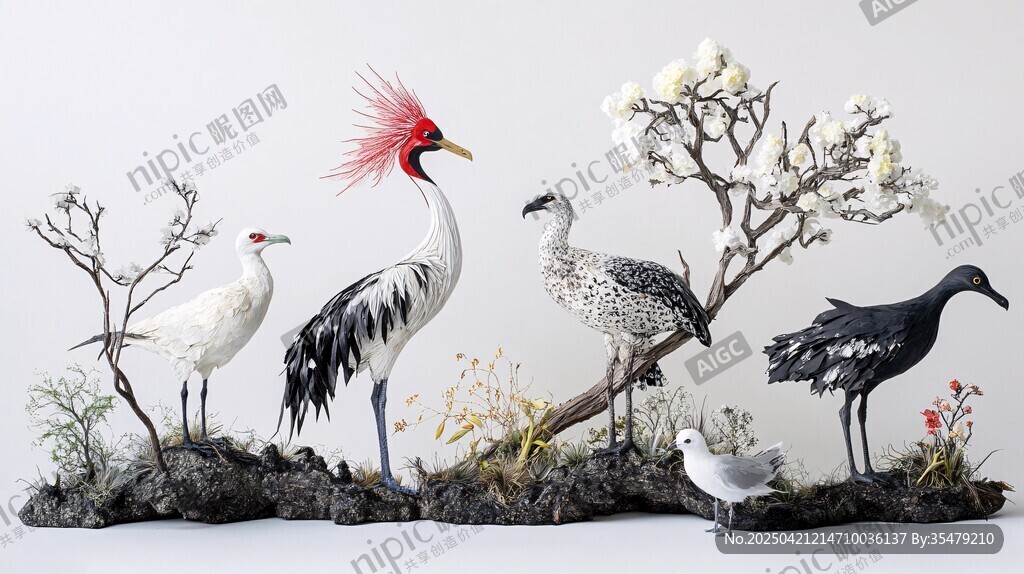 鳥類模型展示 多樣姿態(tài)